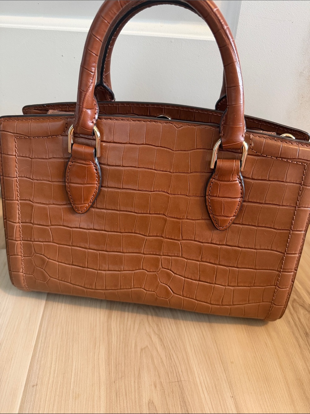 Michael Kors Zoe Medium Croc-Embossed Satchel - Picture 3 of 8